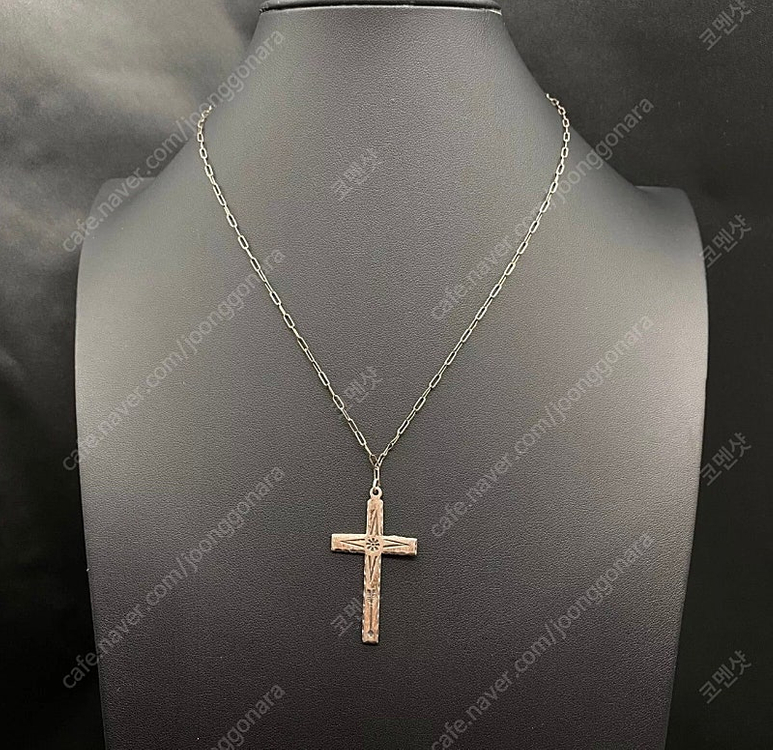 빈티지 나바호 인디언 애로우즈 십자가 크로스 실버 목걸이--2