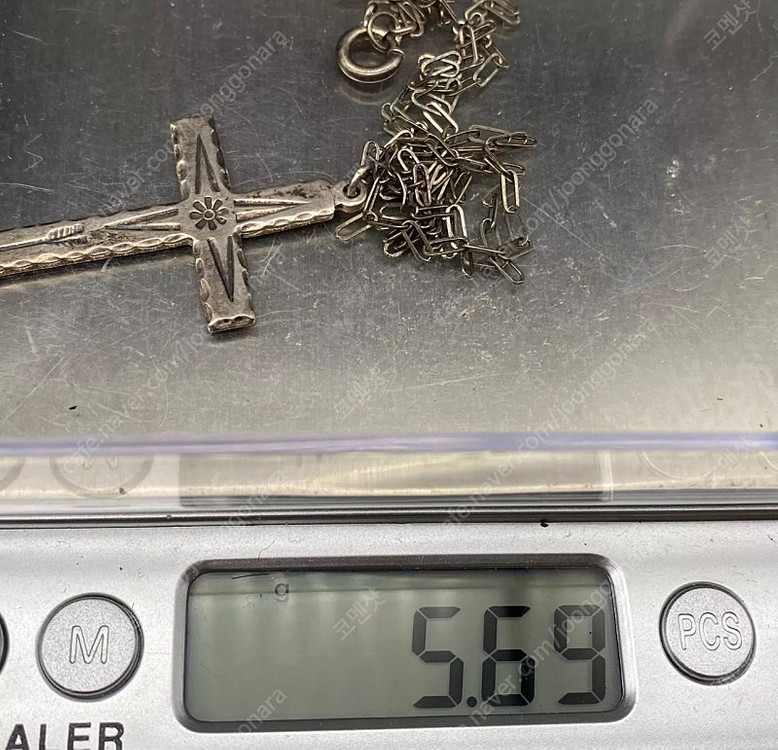 빈티지 나바호 인디언 애로우즈 십자가 크로스 실버 목걸이--3