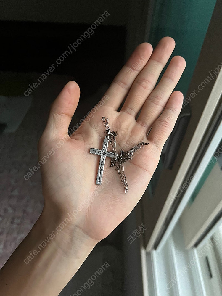 빈티지 나바호 인디언 애로우즈 십자가 크로스 실버 목걸이--5