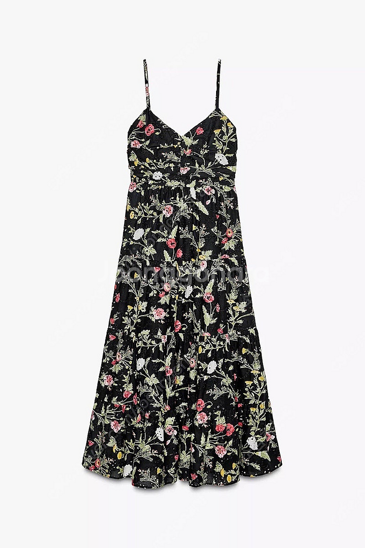 zara 자라 펀칭 자수 패턴 미디 원피스 새상품--5