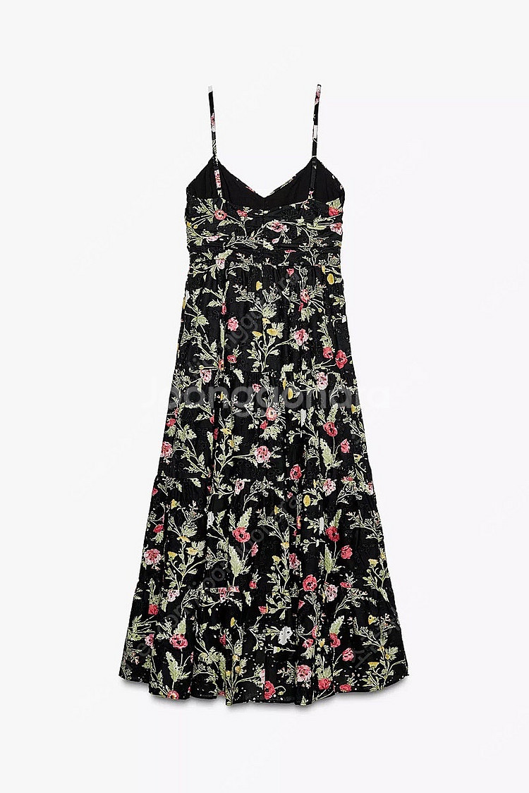 zara 자라 펀칭 자수 패턴 미디 원피스 새상품--6