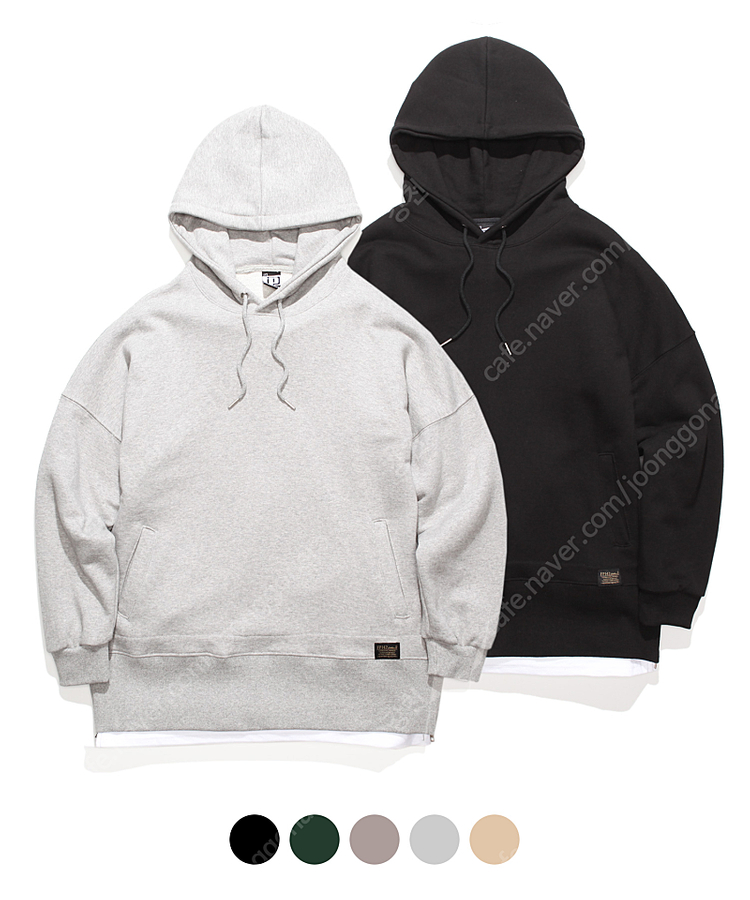 페플(제멋) 레이어드 사이드 지퍼 후드 티셔츠 이미지