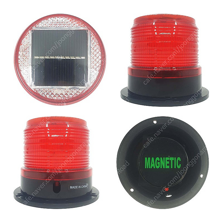 [재고2개] 차량용 태양열 충전 마그네틱 LED 원형 경광등 비상등 (새상품)--2