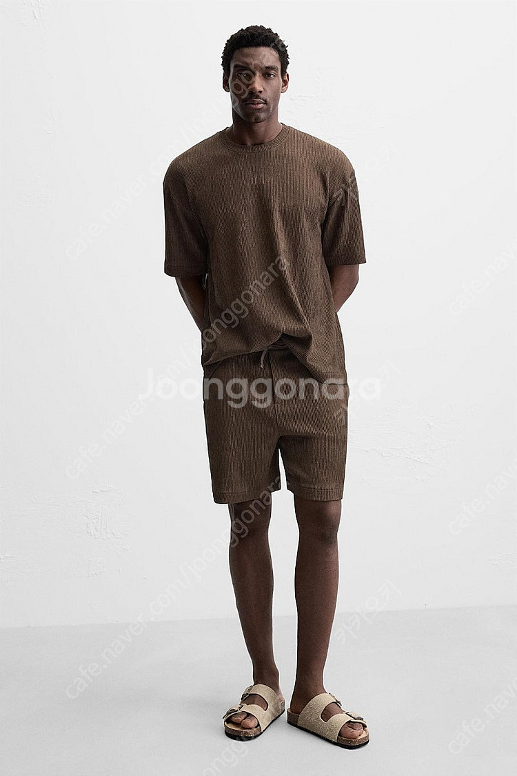 자라 더블 스트랩 가죽샌들--0