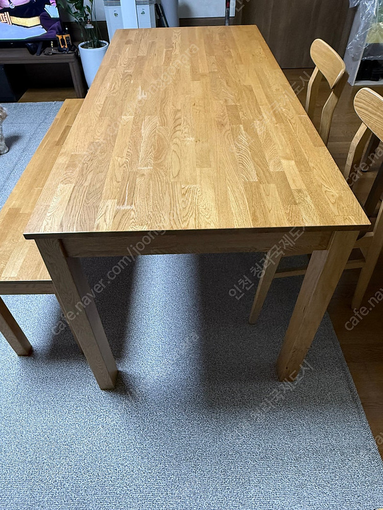 한샘 6인용 원목식탁 세트--1