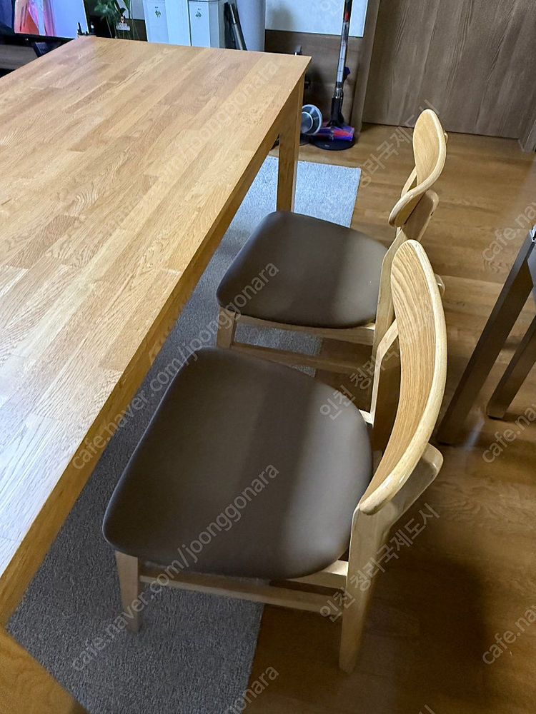 한샘 6인용 원목식탁 세트--2