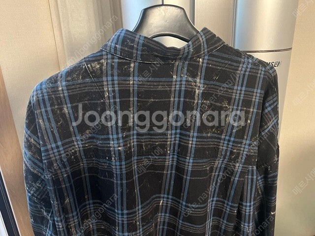 준지 아일랜드 블랙체크 맥스핏 오버 셔츠--4