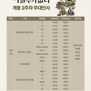 (10/3금,코엑스,2연석,B열,정가) 어쩔수가없다 무대인사
