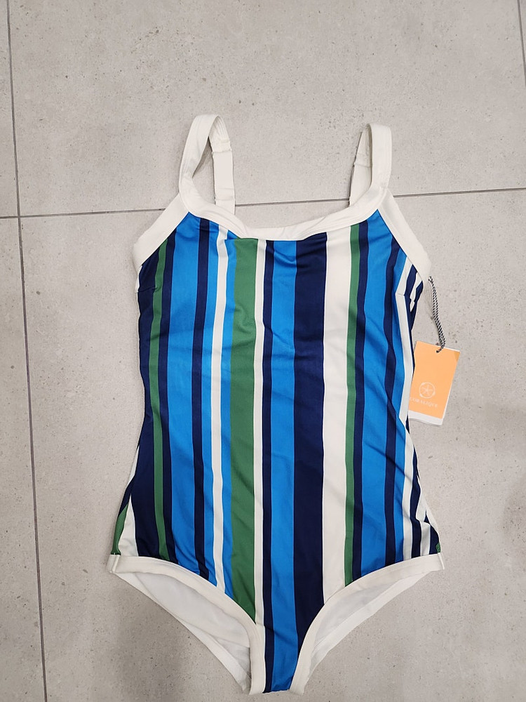 코랄리크 스트라이프 모노키니 블루 수영복 새제품--0