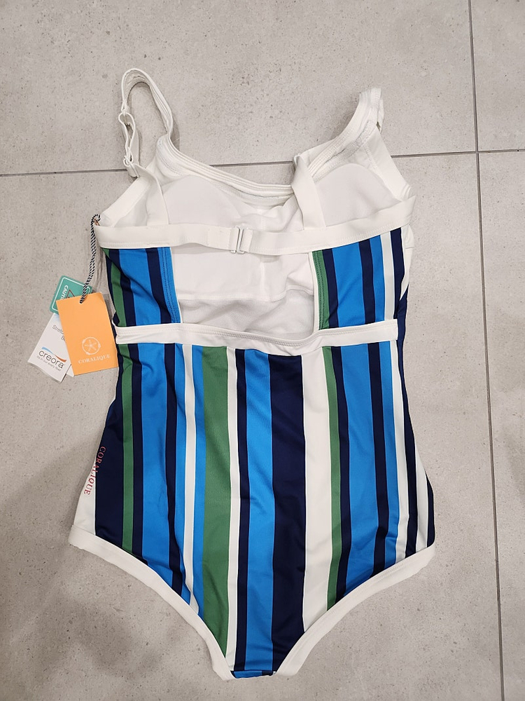 코랄리크 스트라이프 모노키니 블루 수영복 새제품--1