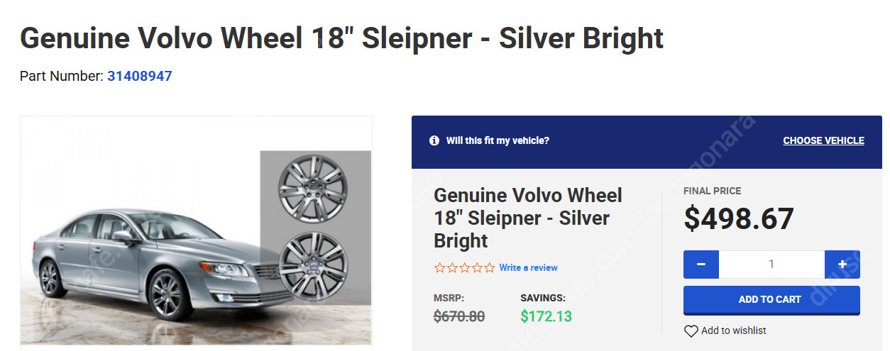 PCD108 볼보 18인치 순정휠 복원후 미사용 1대분--2