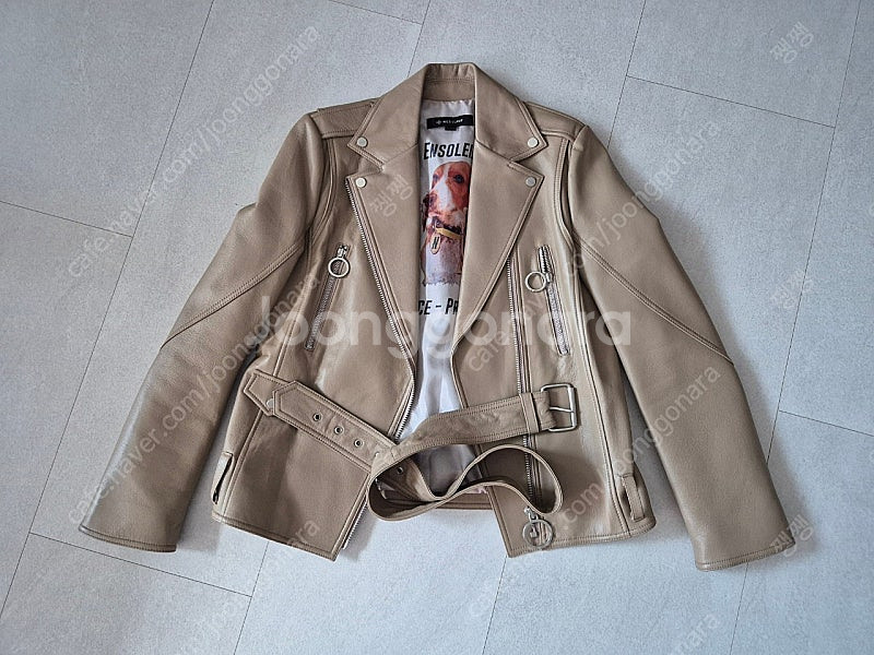 나이스클랍 양가죽 자켓 베이지 55사이즈--7