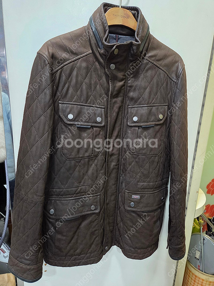 투미 다크브라운 가죽 퀄팅 자켓--0