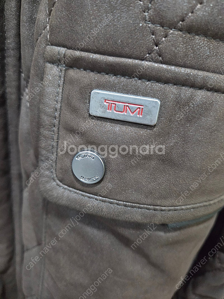 투미 다크브라운 가죽 퀄팅 자켓--4