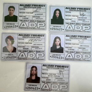 덤드림 각금액)올데프 올데이프로젝트 포카 아이디카드 타잔 영서 애니 우찬 베일리 포카