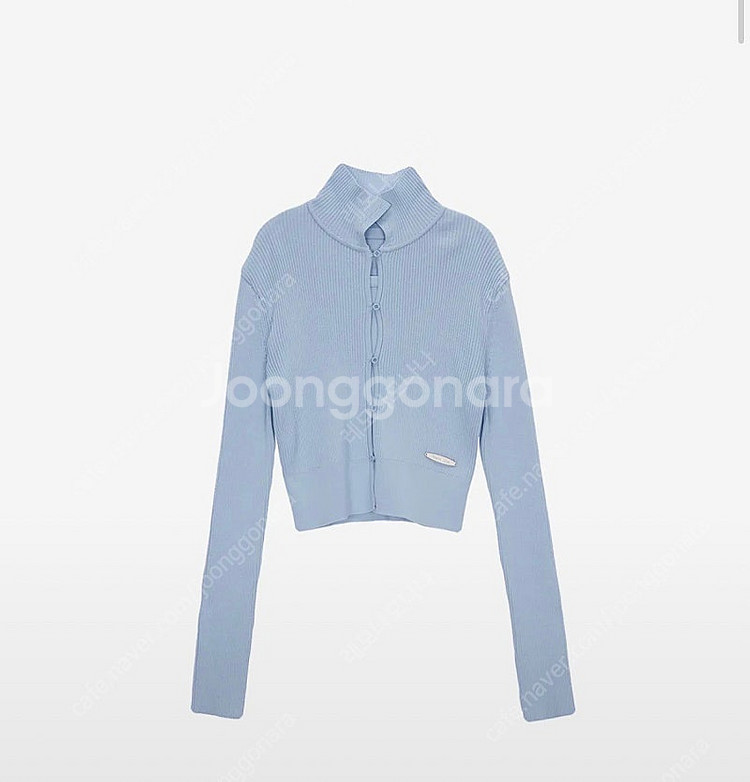 마뗑킴 AIRY BUTTON COLLAR CARDIGAN IN SKY--0