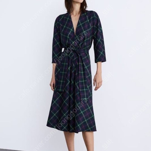 ZARA 자라 격자무늬 브이넥 드레스 (M)