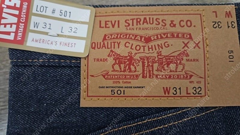리바이스 LVC 1976 501 리지드 W31L32 사이즈 팝니다.--3