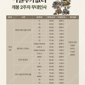 [ 어쩔수가없다 무대인사 ] 10.3~10.4 코엑스, 월드타워, 수원, 수원AK플라자 정가양도 (C열~F열)