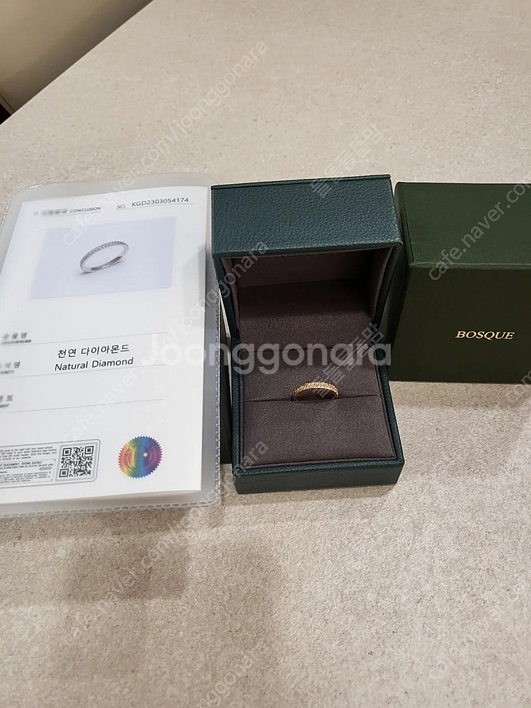 보스크 14k 천연다이아몬드 로제반지--0