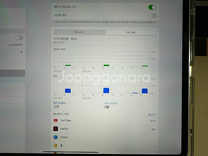 아이패드 프로 12.9인치 4세대 256g 셀룰러 + 애플펜슬 2세대 + 로지텍 MK295--1