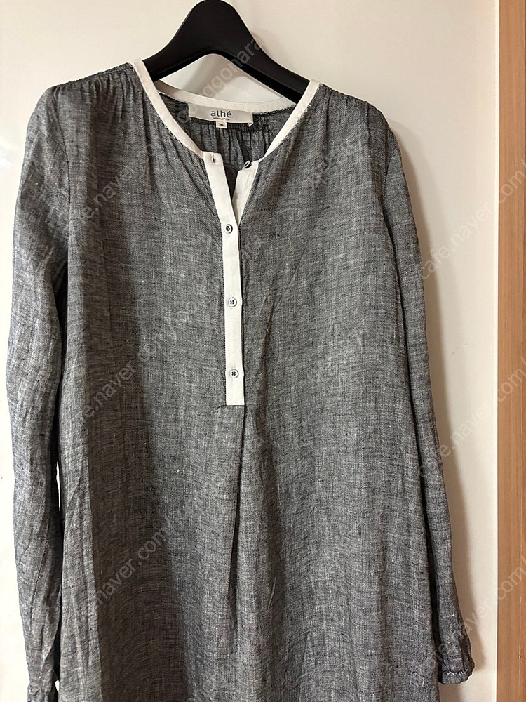 바네사브루노 아떼 린넨100% 라운드 벌룬소매 원피스 출근룩 하객룩 결혼식 이미지