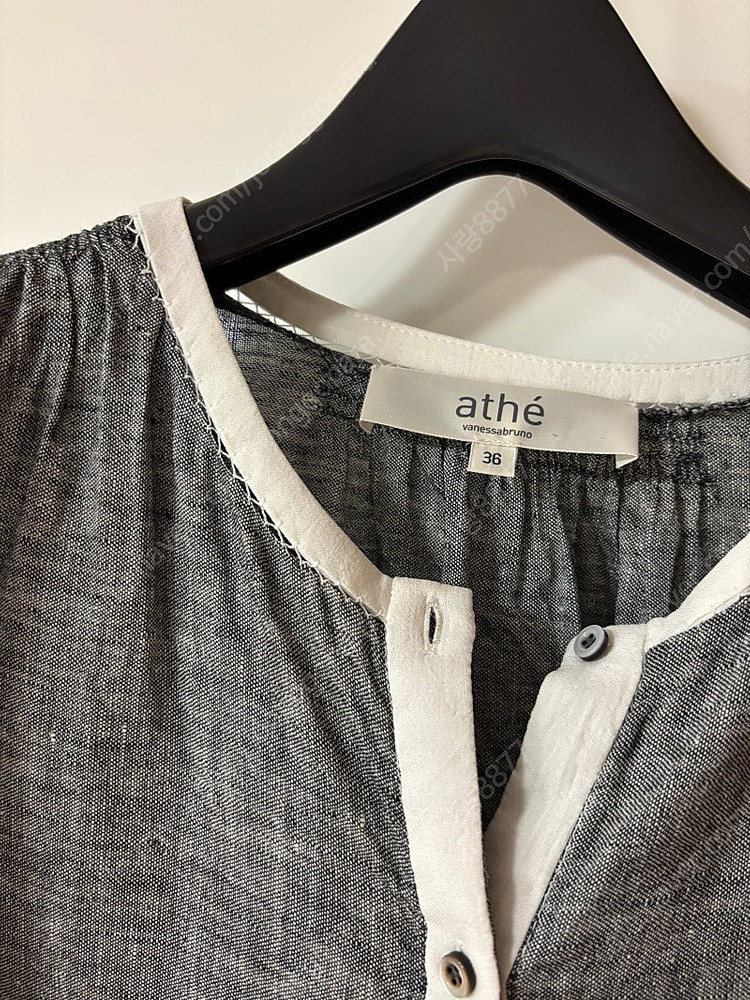 바네사브루노 아떼 린넨100% 라운드 벌룬소매 원피스 출근룩 하객룩 결혼식 이미지