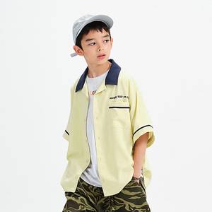 새상품 glgk 카라 배색 볼링 셔츠 옐로우 140