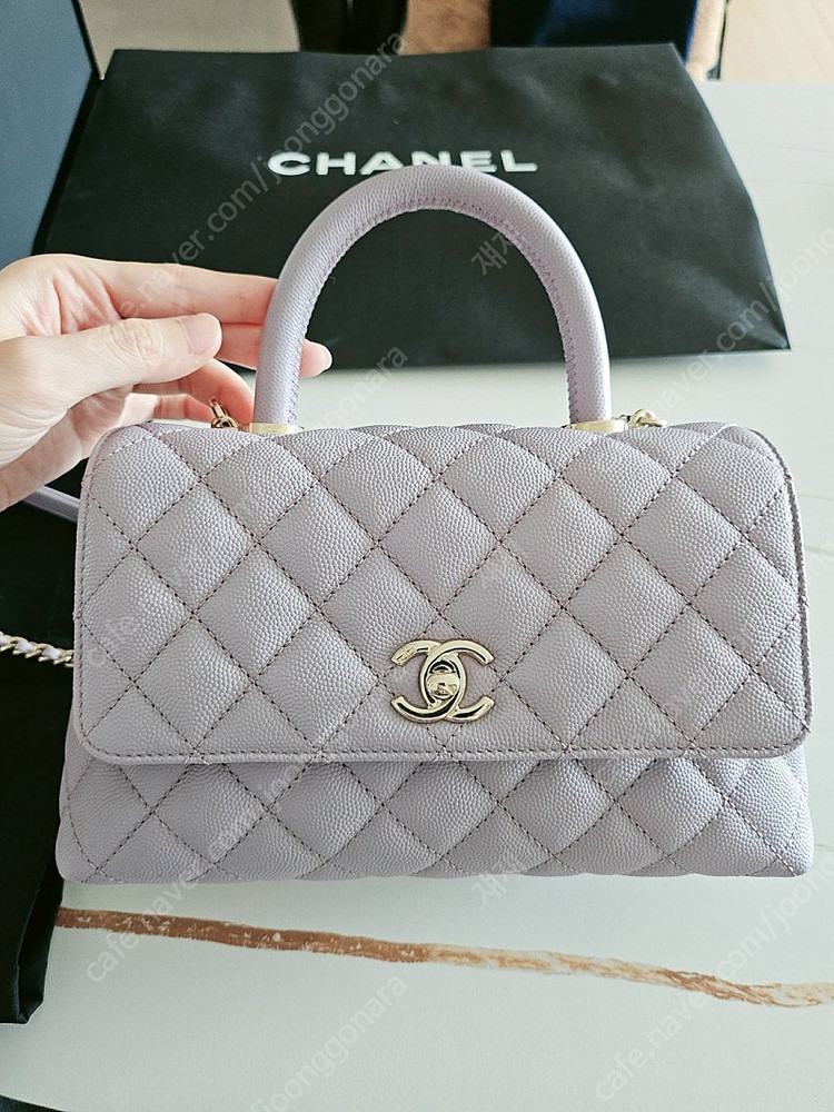 샤넬 코코핸들 미듐 시즌 연보라 판매--1