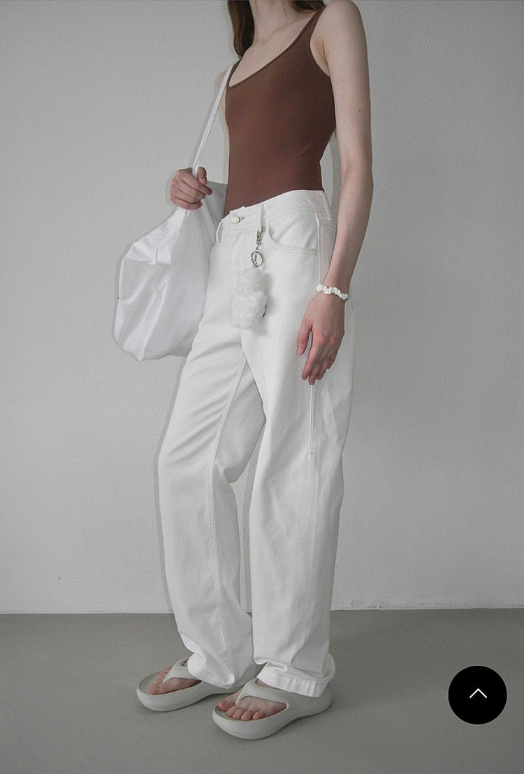 로클 팬츠 로우클래식 summer straight jeans white M사이즈--3