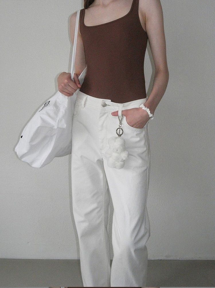 로클 팬츠 로우클래식 summer straight jeans white M사이즈--4