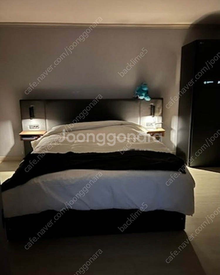 삼익가구 퀸사이즈 LED 수납침대+협탁2개 그레이--0
