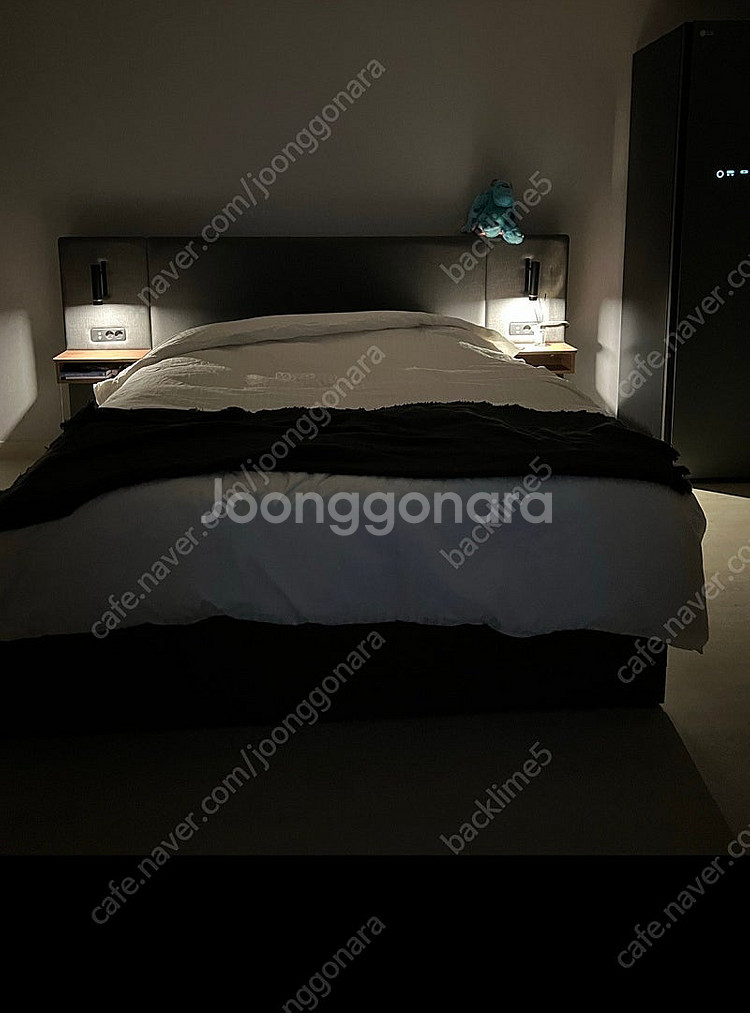 삼익가구 퀸사이즈 LED 수납침대+협탁2개 그레이--1