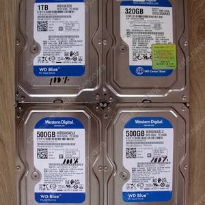 WD 3.5" HDD 4개 일괄 1TB 500GB 320GB