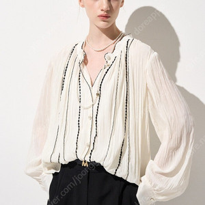한섬 마인 [새옷] 크링클 플리츠 스캘럽 블라우스