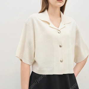 한섬 더캐시미어 실크 블렌드 오픈칼라 크롭 니트 자켓