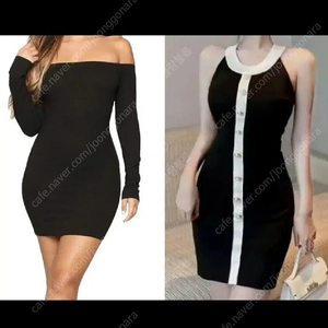 블랙 골지 긴팔 오프숄더 나시 민소매 원피스 연말룩 파티룩 치마 스커트