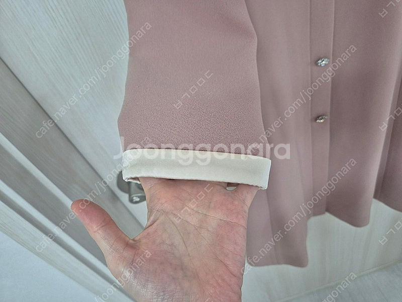 레니본 레이스카라 핑크원피스--2