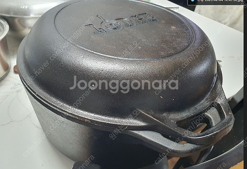 롯지 1896 주물 냄비와 뚜겅 made in usa--0