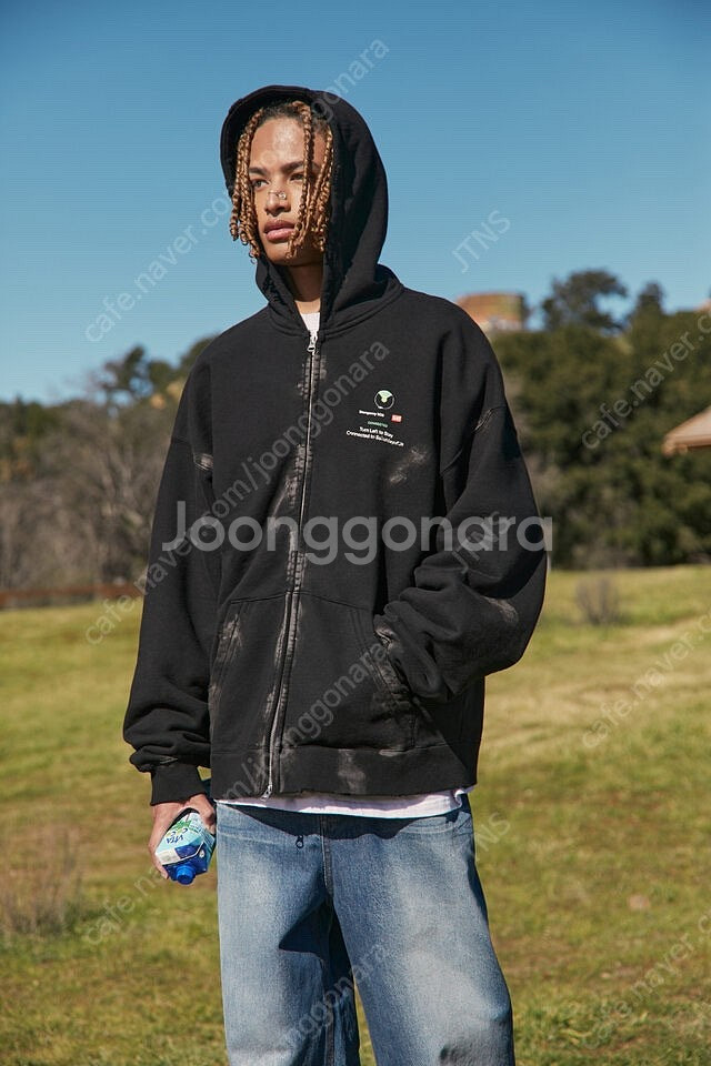 STU 후드 집업 블랙--0