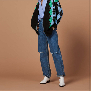 여성)산드로 아가일 자카드 오버핏 가디건 자켓 1사이즈 판매합니다.