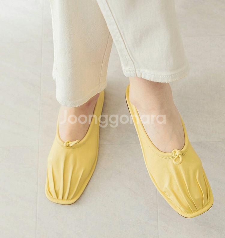 셔링 노랑색 플랫슈즈 235--1