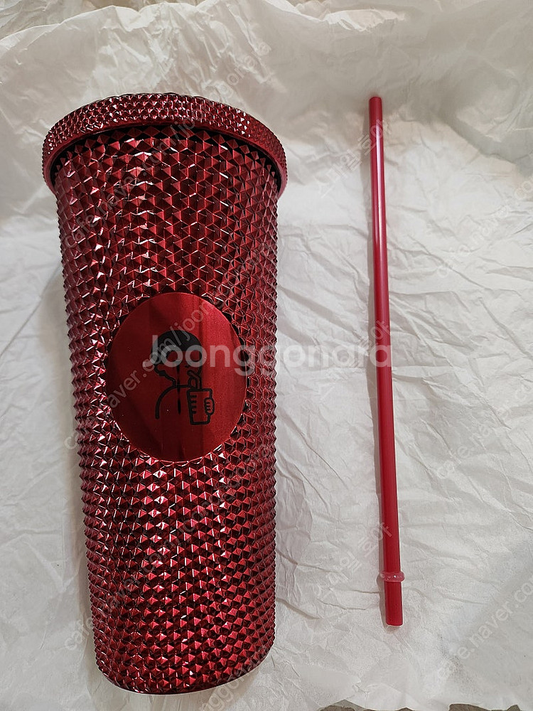 디저트39 지압텀블러 레드색 + 빨대--1