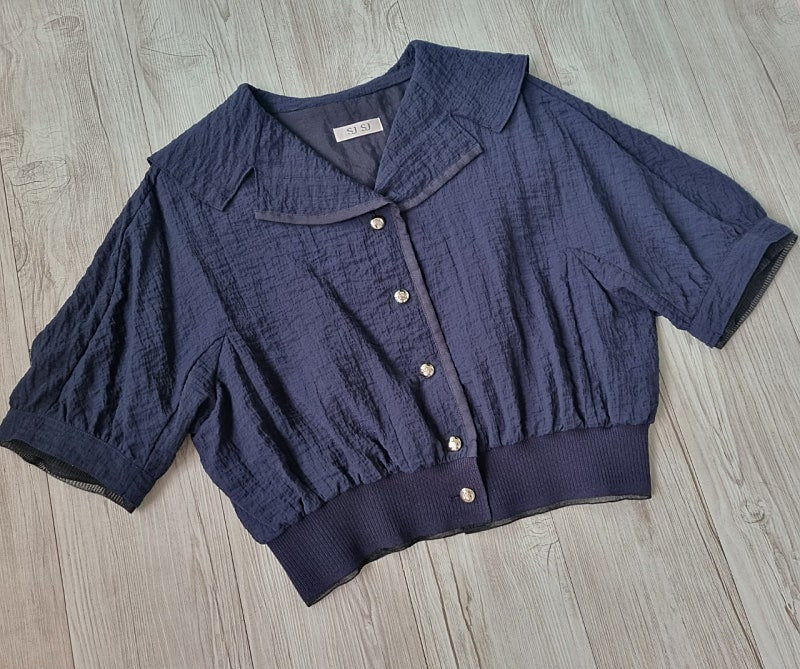 sjsj 세일러 칼라 버튼업 탑--4