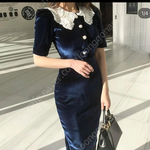 리츠샵 벨벳 레이스 미디 원피스 봄원피스 연말룩 살롱드욘에스블랑사틴쎄무아듀신스덴