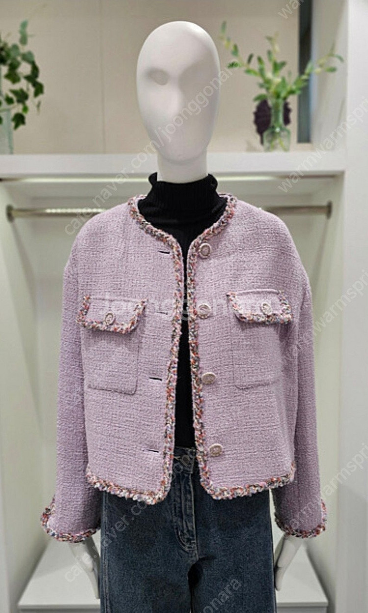 (새상품) 온앤온 트위드 자켓 55 듀엘 레니본 지컷--0