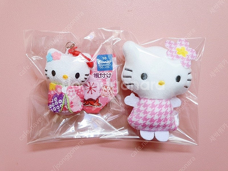 산리오 키티 기모노 인형 스트랩 키링/헬로키티 미니인형 2개 일괄--0