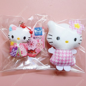 산리오 키티 기모노 인형 스트랩 키링/헬로키티 미니인형 2개 일괄