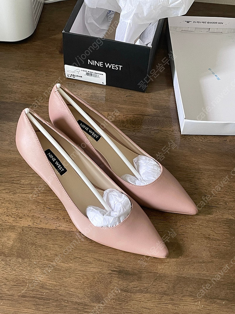 [새상품] 나인웨스트 가죽 펌프스 6.5 미들힐 핑크--2
