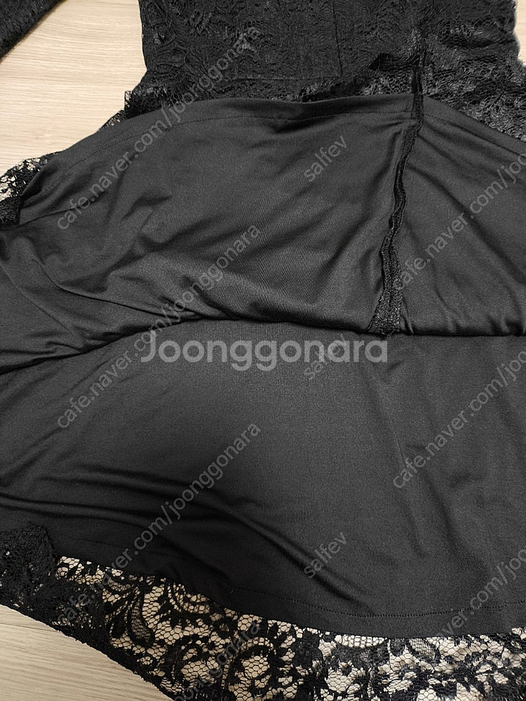 레이스 5부 원피스 블랙 (M)--2